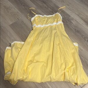 Yellow Sundress with White Trim